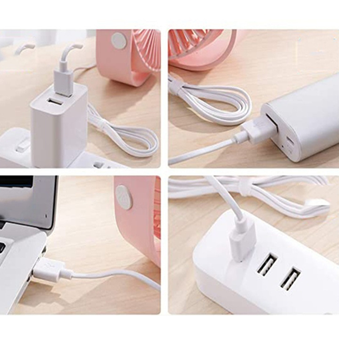 Mini ventilator portabil, rotire 360°, conectare USB, 3 niveluri de reglare a vitezei, potrivit pentru acasa, birou, somn