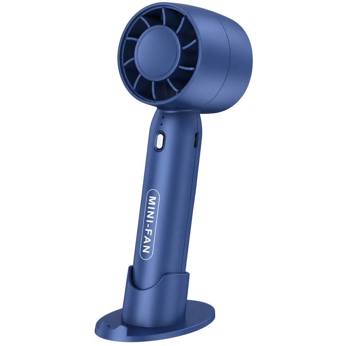 Mini ventilator ZWZ-T-10, portabil, silentios, cu suport de birou detasabil, 5W, 3 trepte de viteza, design compact, reincarcare USB, ideal pentru calatorii, birou, terasa, albastru