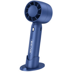 Mini ventilator ZWZ-T-10, portabil, silentios, cu suport de birou detasabil, 5W, 3 trepte de viteza, design compact, reincarcare USB, ideal pentru calatorii, birou, terasa, albastru