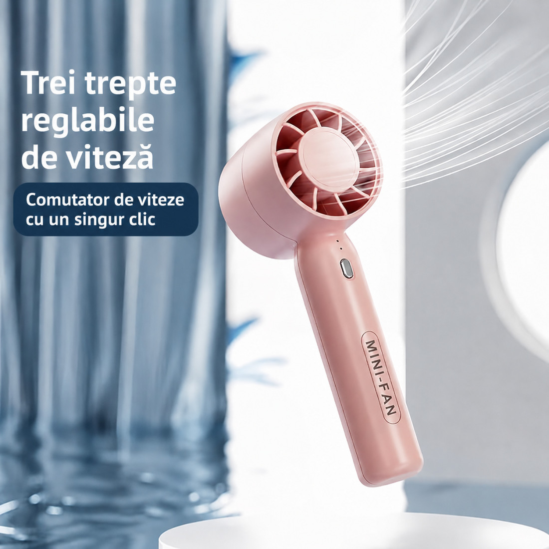 Mini ventilator ZWZ-T-10, portabil, silentios, cu suport de birou detasabil, 5W, 3 trepte de viteza, design compact, reincarcare USB, ideal pentru calatorii, birou, terasa Mini ventilator ZWZ-T-10, portabil, silentios, cu suport de birou detasabil, 5W, 3 trepte de viteza, design compact, reincarcare USB, ideal pentru calatorii, birou, terasa