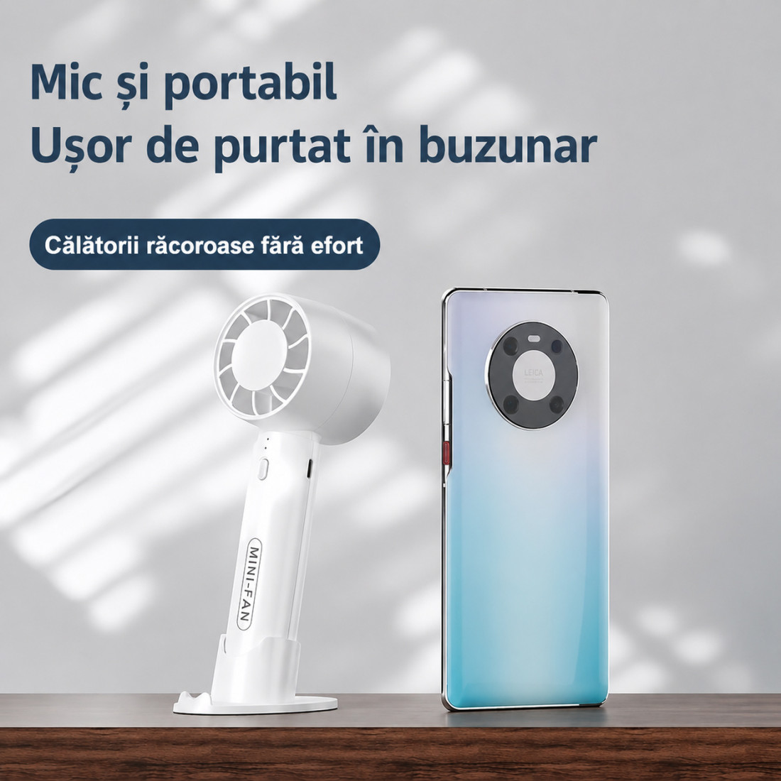 Mini ventilator ZWZ-T-10, portabil, silentios, cu suport de birou detasabil, 5W, 3 trepte de viteza, design compact, reincarcare USB, ideal pentru calatorii, birou, terasa Mini ventilator ZWZ-T-10, portabil, silentios, cu suport de birou detasabil, 5W, 3 trepte de viteza, design compact, reincarcare USB, ideal pentru calatorii, birou, terasa