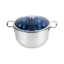 Oala inox 26 cm cu capac din sticla