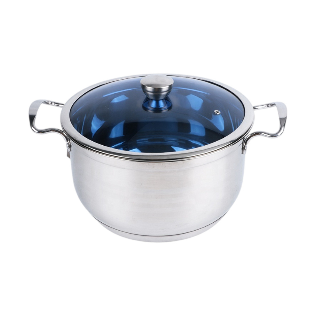 Oala inox 28 cm cu capac din sticla