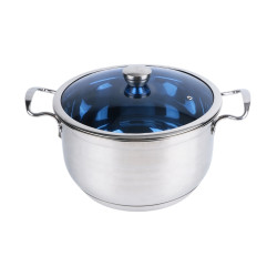 Oala inox 28 cm cu capac din sticla