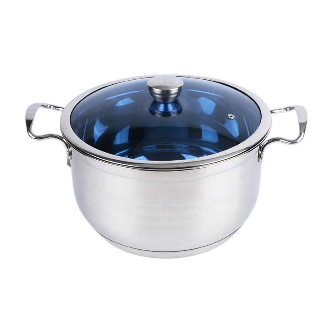 Oala inox 30 cm cu capac din sticla