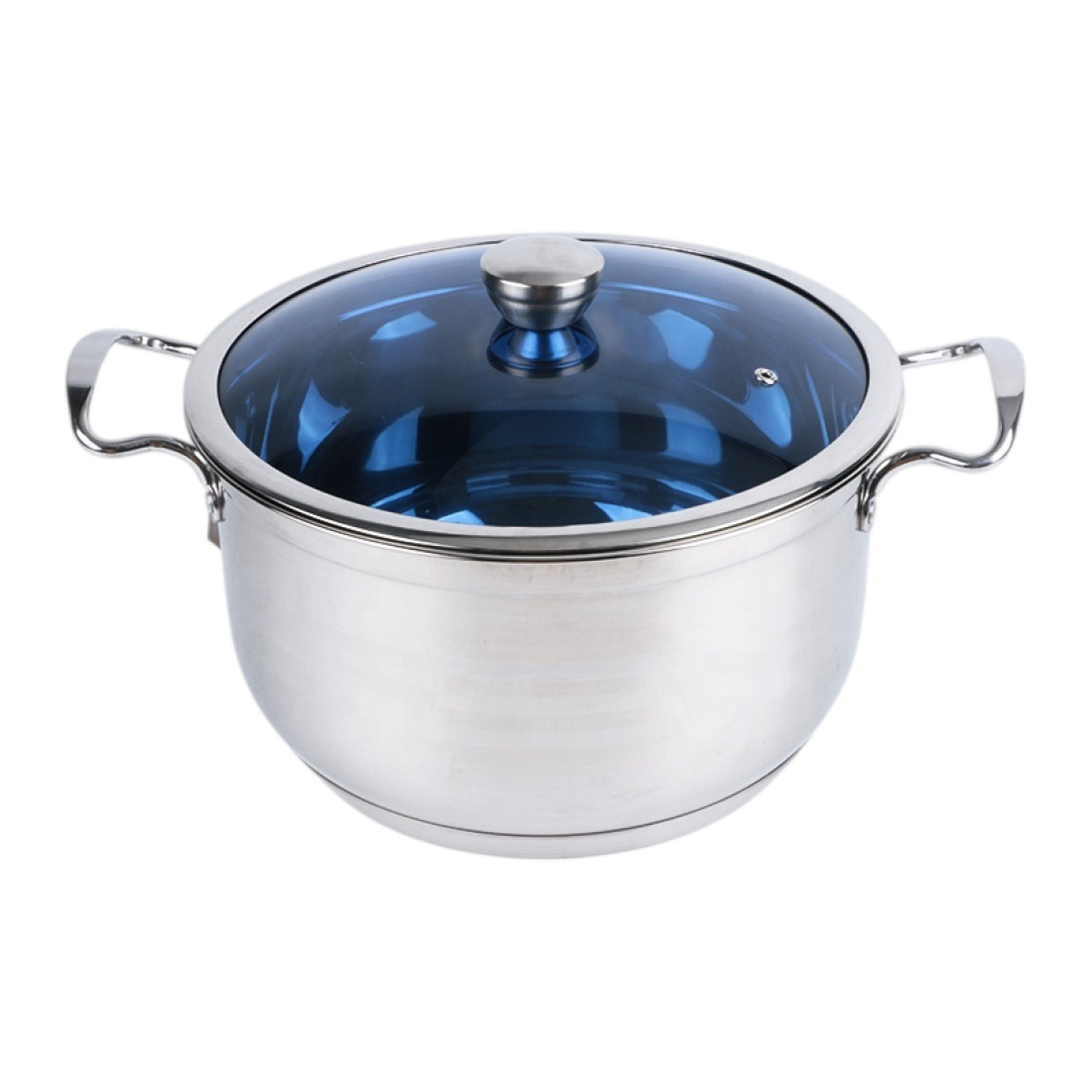Oala inox 32 cm cu capac din sticla