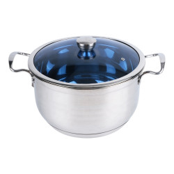 Oala inox 34 cm cu capac din sticla