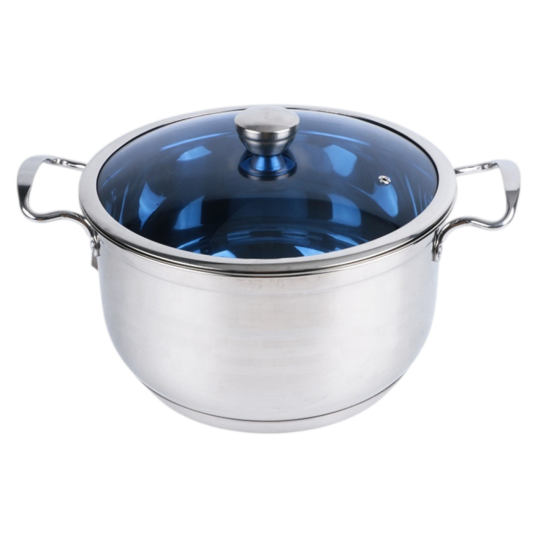 Oala inox 36 cm cu capac din sticla