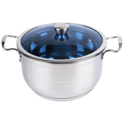 Oala inox 38 cm cu capac din sticla