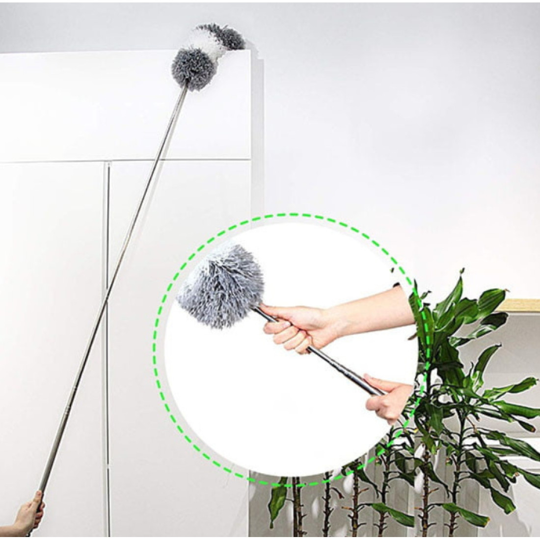 Pamatuf foarte lung pentru praf si panze de paianjeni, cu coada metalica telescopica, lungime extensibila de pana la 2.8 m, reutilizabil dupa spalare, pentru locuri greu accesibile, usor de folosit si curatat, gri Pamatuf foarte lung pentru praf si panze de paianjeni, cu coada metalica telescopica, lungime extensibila de pana la 2.8 m, reutilizabil dupa spalare, pentru locuri greu accesibile, usor de folosit si curatat, gri