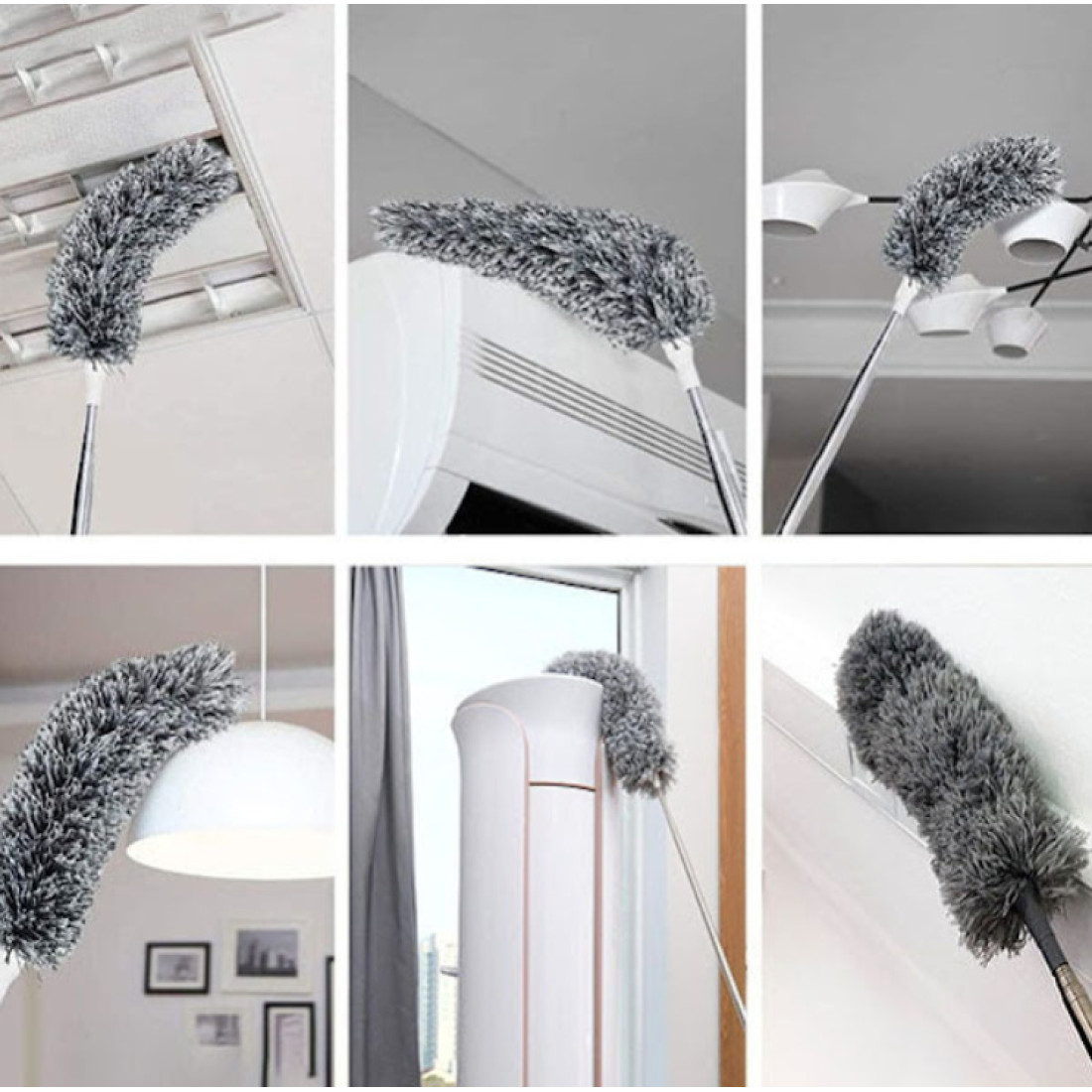 Pamatuf foarte lung pentru praf si panze de paianjeni, cu coada metalica telescopica, lungime extensibila de pana la 2.8 m, reutilizabil dupa spalare, pentru locuri greu accesibile, usor de folosit si curatat, gri Pamatuf foarte lung pentru praf si panze de paianjeni, cu coada metalica telescopica, lungime extensibila de pana la 2.8 m, reutilizabil dupa spalare, pentru locuri greu accesibile, usor de folosit si curatat, gri