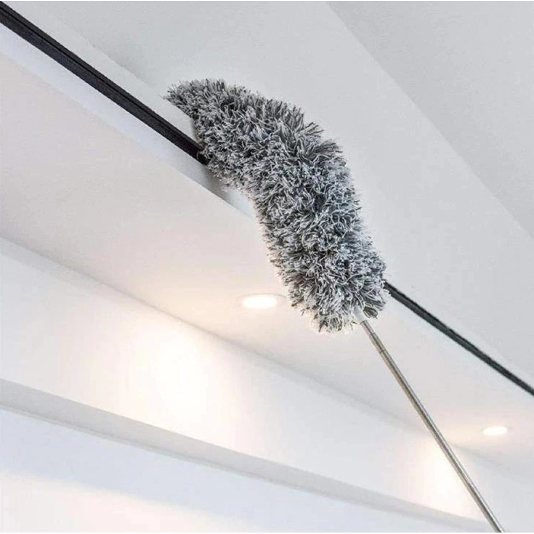 Pamatuf foarte lung pentru praf si panze de paianjeni, cu coada metalica telescopica, lungime extensibila de pana la 2.8 m, reutilizabil dupa spalare, pentru locuri greu accesibile, usor de folosit si curatat, gri Pamatuf foarte lung pentru praf si panze de paianjeni, cu coada metalica telescopica, lungime extensibila de pana la 2.8 m, reutilizabil dupa spalare, pentru locuri greu accesibile, usor de folosit si curatat, gri