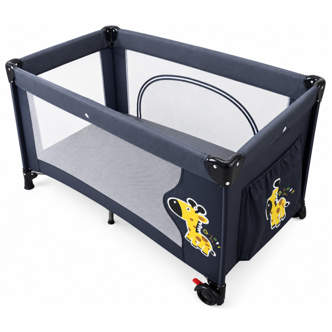 Patut bebe cu animalute cu 2 roti si plasa de protectie