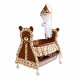 Patut bebe ursulet cu roti si perdea, design elegant si confortabil, maro Patut bebe ursulet cu roti si perdea, design elegant si confortabil, maro