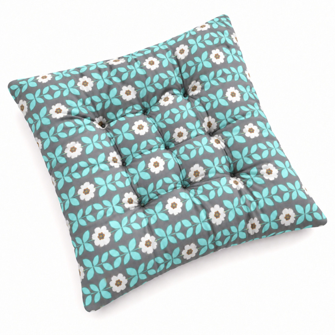 Perna pentru scaun cu model floral, 40 x 40 cm, 210 g, albastra