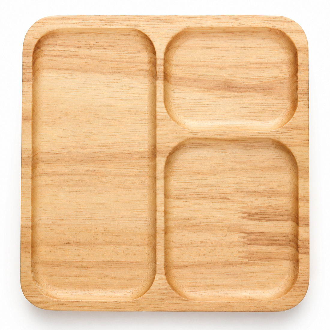 Platou din lemn compartimentat in 3 parti, design rustic, 20 x 20 x 1.4 cm, pentru servire, aperitive, gustari Platou din lemn compartimentat in 3 parti, design rustic, 20 x 20 x 1.4 cm, pentru servire, aperitive, gustari
