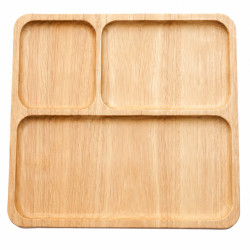 Platou din lemn compartimentat in 3 parti, design rustic, 25 x 25 x 1.4 cm, pentru servire, aperitive, gustari Platou din lemn compartimentat in 3 parti, design rustic, 25 x 25 x 1.4 cm, pentru servire, aperitive, gustari