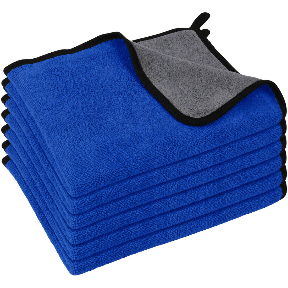 Set 6 lavete auto din microfibra, 30 x 40 cm, absorbante, rezistente, albastru-gri