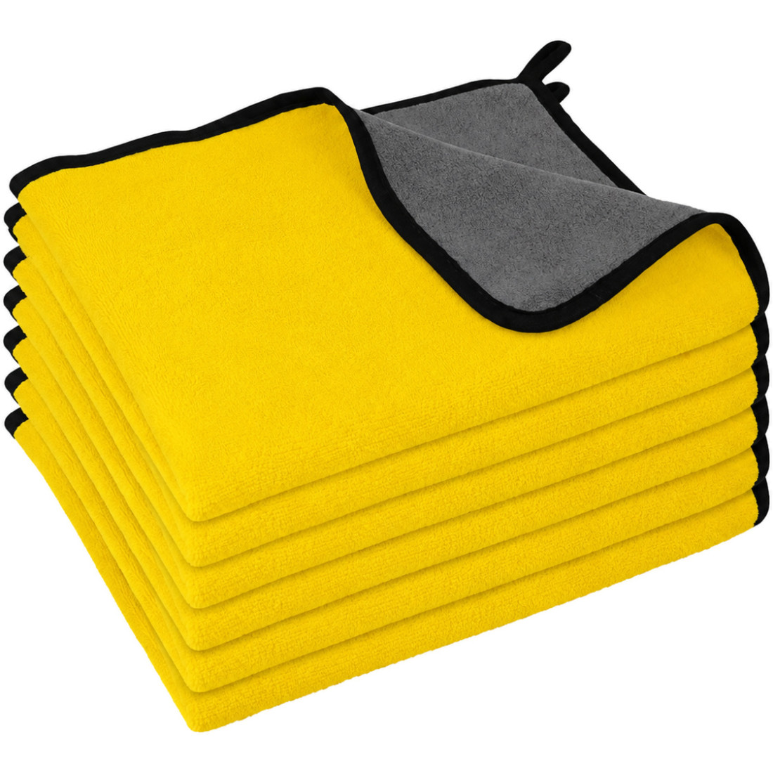Set 6 lavete auto din microfibra, 30 x 40 cm, absorbante, rezistente, galben-gri