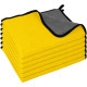 Set 6 lavete auto din microfibra, 30 x 40 cm, absorbante, rezistente, galben-gri