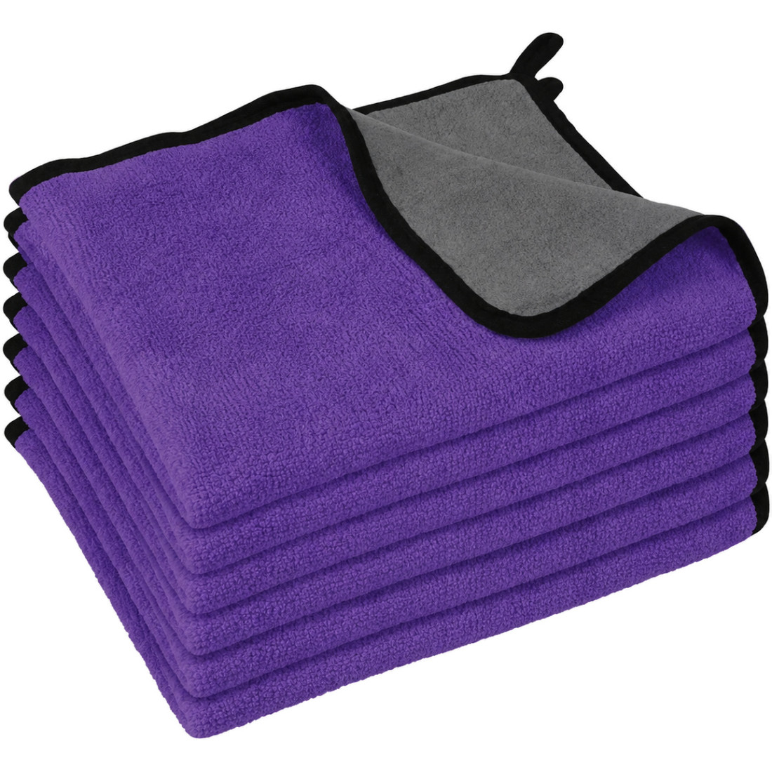 Set 6 lavete auto din microfibra, 30 x 40 cm, absorbante, rezistente, mov-gri