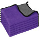Set 6 lavete auto din microfibra, 30 x 40 cm, absorbante, rezistente, mov-gri