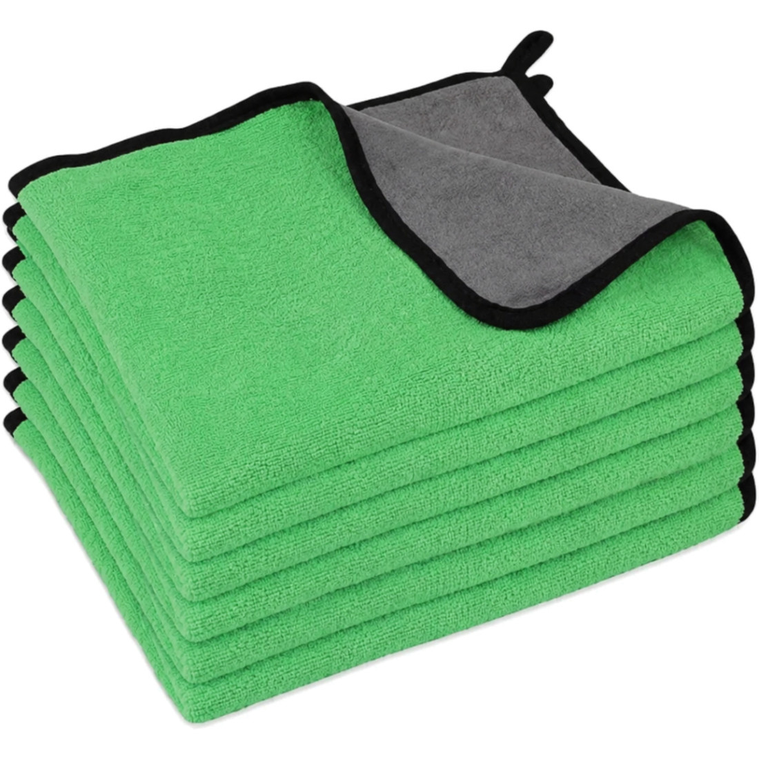 Set 6 lavete auto din microfibra, 30 x 40 cm, absorbante, rezistente, verde-gri