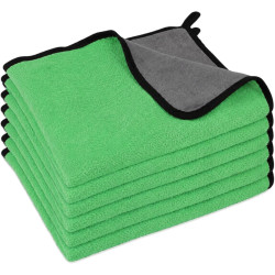 Set 6 lavete auto din microfibra, 30 x 40 cm, absorbante, rezistente, verde-gri