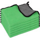 Set 6 lavete auto din microfibra, 30 x 40 cm, absorbante, rezistente, verde-gri