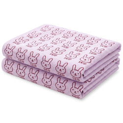 Set 2 Prosoape de Bucatarie din Microfibra, 35 x 75 cm, Multifunctionale, Super Absorbante, Uscare Rapida, Reutilizabile, Model Iepurasi, Roz