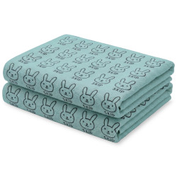 Set 2 Prosoape de Bucatarie din Microfibra, 35 x 75 cm, Multifunctionale, Super Absorbante, Uscare Rapida, Reutilizabile, Model Iepurasi, Verzi