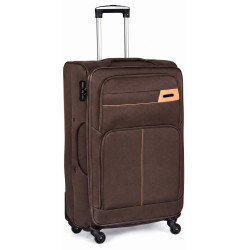 Troler mare, 28 inch, material textil, impermeabil, patru roti rotative 360° silentioase, maner telescopic, incuietoare cu combinatie, maro Troler mare, 28 inch, material textil, impermeabil, patru roti rotative 360° silentioase, maner telescopic, incuietoare cu combinatie, maro