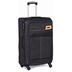 Troler mare, 28 inch, material textil, impermeabil, patru roti rotative 360° silentioase, maner telescopic, incuietoare cu combinatie, negru Troler mare, 28 inch, material textil, impermeabil, patru roti rotative 360° silentioase, maner telescopic, incuietoare cu combinatie, negru