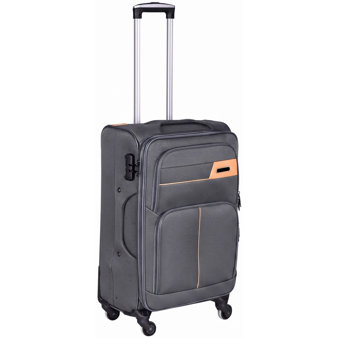 Troler mijlociu, 24 inch, material textil, impermeabil, patru roti rotative 360° silentioase, maner telescopic, incuietoare cu combinatie, gri Troler mijlociu, 24 inch, material textil, impermeabil, patru roti rotative 360° silentioase, maner telescopic, incuietoare cu combinatie, gri