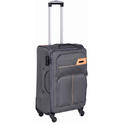 Troler mijlociu, 24 inch, material textil, impermeabil, patru roti rotative 360° silentioase, maner telescopic, incuietoare cu combinatie, gri Troler mijlociu, 24 inch, material textil, impermeabil, patru roti rotative 360° silentioase, maner telescopic, incuietoare cu combinatie, gri