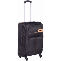 Troler mijlociu, 24 inch, material textil, impermeabil, patru roti rotative 360° silentioase, maner telescopic, incuietoare cu combinatie, negru Troler mijlociu, 24 inch, material textil, impermeabil, patru roti rotative 360° silentioase, maner telescopic, incuietoare cu combinatie, negru