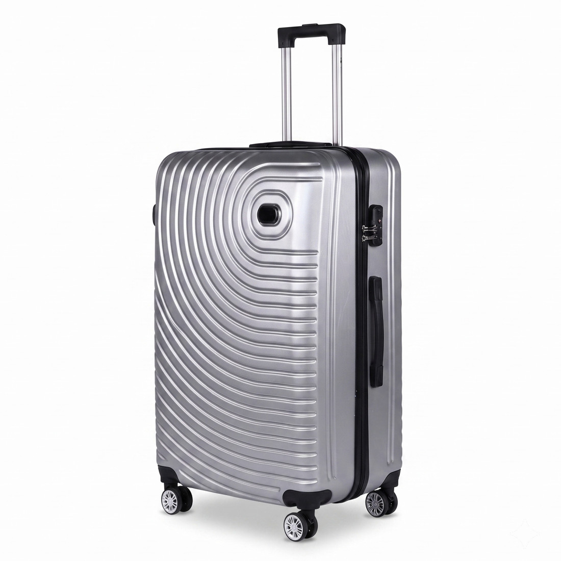 Troler mare, 28 inch, impermeabil, patru roti rotative 360° silentioase, maner telescopic, incuietoare cu combinatie, gri