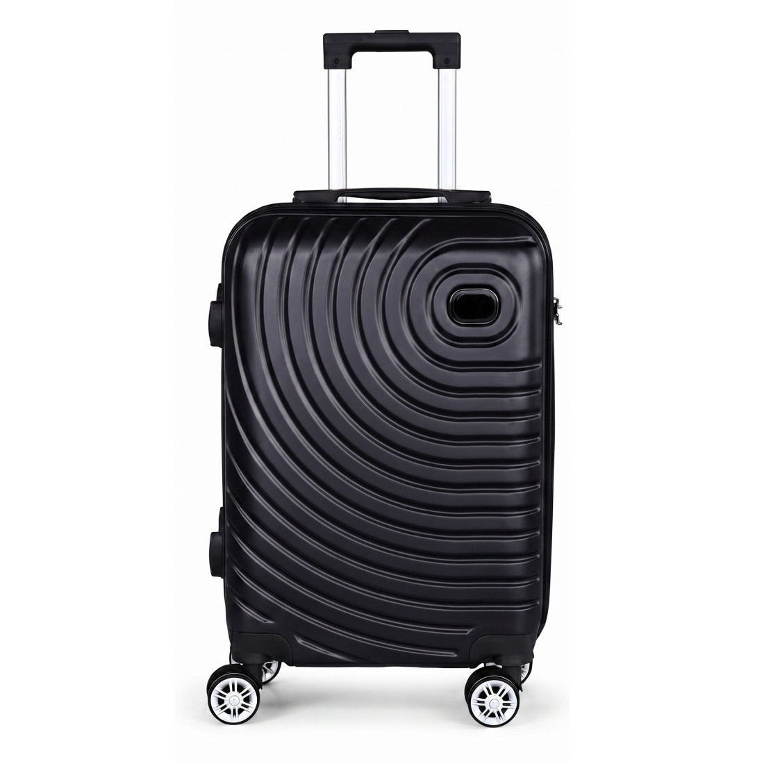 Troler mic, 20 inch, impermeabil, patru roti rotative 360° silentioase, maner telescopic, incuietoare cu combinatie, negru