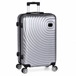 Troler mijlociu, 24 inch, impermeabil, patru roti rotative 360° silentioase, maner telescopic, incuietoare cu combinatie, gri Troler mijlociu, 24 inch, impermeabil, patru roti rotative 360° silentioase, maner telescopic, incuietoare cu combinatie, gri