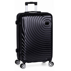 Troler mijlociu, 24 inch, impermeabil, patru roti rotative 360° silentioase, maner telescopic, incuietoare cu combinatie, negru Troler mijlociu, 24 inch, impermeabil, patru roti rotative 360° silentioase, maner telescopic, incuietoare cu combinatie, negru