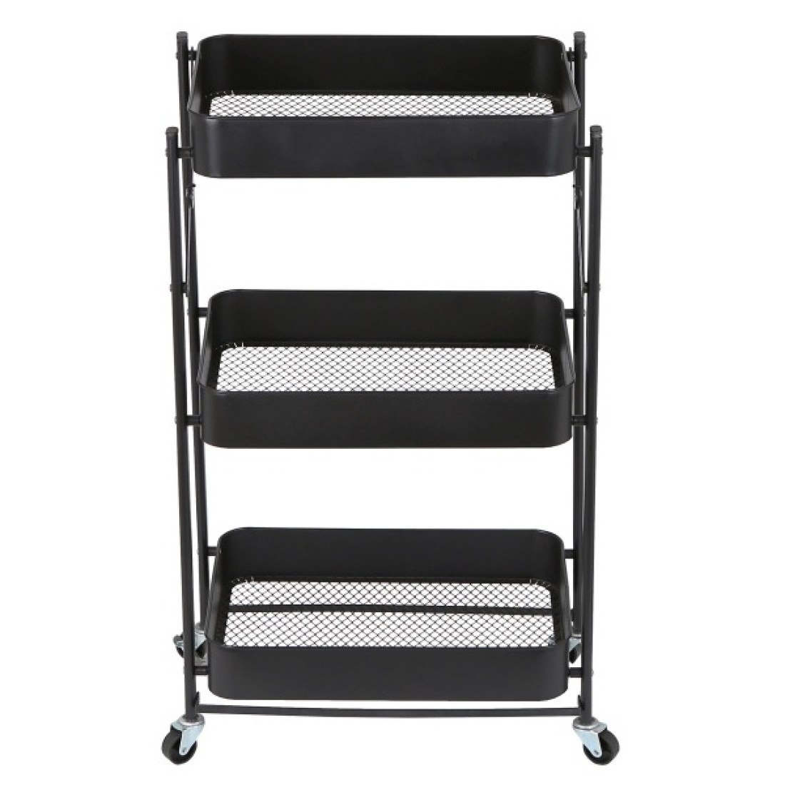 Etajera pe roti, 3 rafturi, neagra, 80 x 30 x 40 cm Etajera pe roti, 3 rafturi, neagra, 80 x 30 x 40 cm
