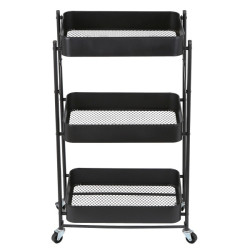 Etajera pe roti, 3 rafturi, neagra, 80 x 30 x 40 cm Etajera pe roti, 3 rafturi, neagra, 80 x 30 x 40 cm