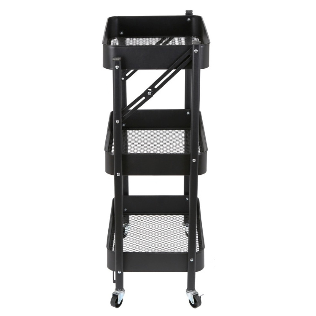 Etajera pe roti, 3 rafturi, neagra, 80 x 30 x 40 cm Etajera pe roti, 3 rafturi, neagra, 80 x 30 x 40 cm