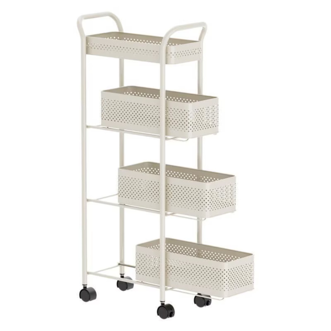 Carucior de depozitare, 4 rafturi retractabile, design slim, mobil, bej, 37.5 x 21.5 x 100 cm Carucior de depozitare, 4 rafturi retractabile, design slim, mobil, bej, 37.5 x 21.5 x 100 cm