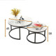 Set 2 masute de cafea suprapuse, blat aspect marmura alba, cadru metalic negru, design modern, 70 x 44 cm + 50 x 36,5 cm Set 2 masute de cafea suprapuse, blat aspect marmura alba, cadru metalic negru, design modern, 70 x 44 cm + 50 x 36,5 cm