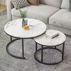Set 2 masute de cafea suprapuse, blat aspect marmura alba, cadru metalic negru, design modern, 70 x 44 cm + 50 x 36,5 cm Set 2 masute de cafea suprapuse, blat aspect marmura alba, cadru metalic negru, design modern, 70 x 44 cm + 50 x 36,5 cm