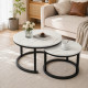 Set 2 masute de cafea suprapuse, blat aspect marmura alba, cadru metalic negru, design modern, 70 x 44 cm + 50 x 36,5 cm Set 2 masute de cafea suprapuse, blat aspect marmura alba, cadru metalic negru, design modern, 70 x 44 cm + 50 x 36,5 cm