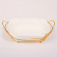 Cos pentru servire paine, metalic, oval, cu husa detasabila textila, 28 x 20 x 10 cm, auriu