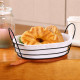Cos pentru servire paine, metalic, oval, cu husa detasabila textila, 28 x 20 x 10 cm, negru Cos pentru servire paine, metalic, oval, cu husa detasabila textila, 28 x 20 x 10 cm, negru