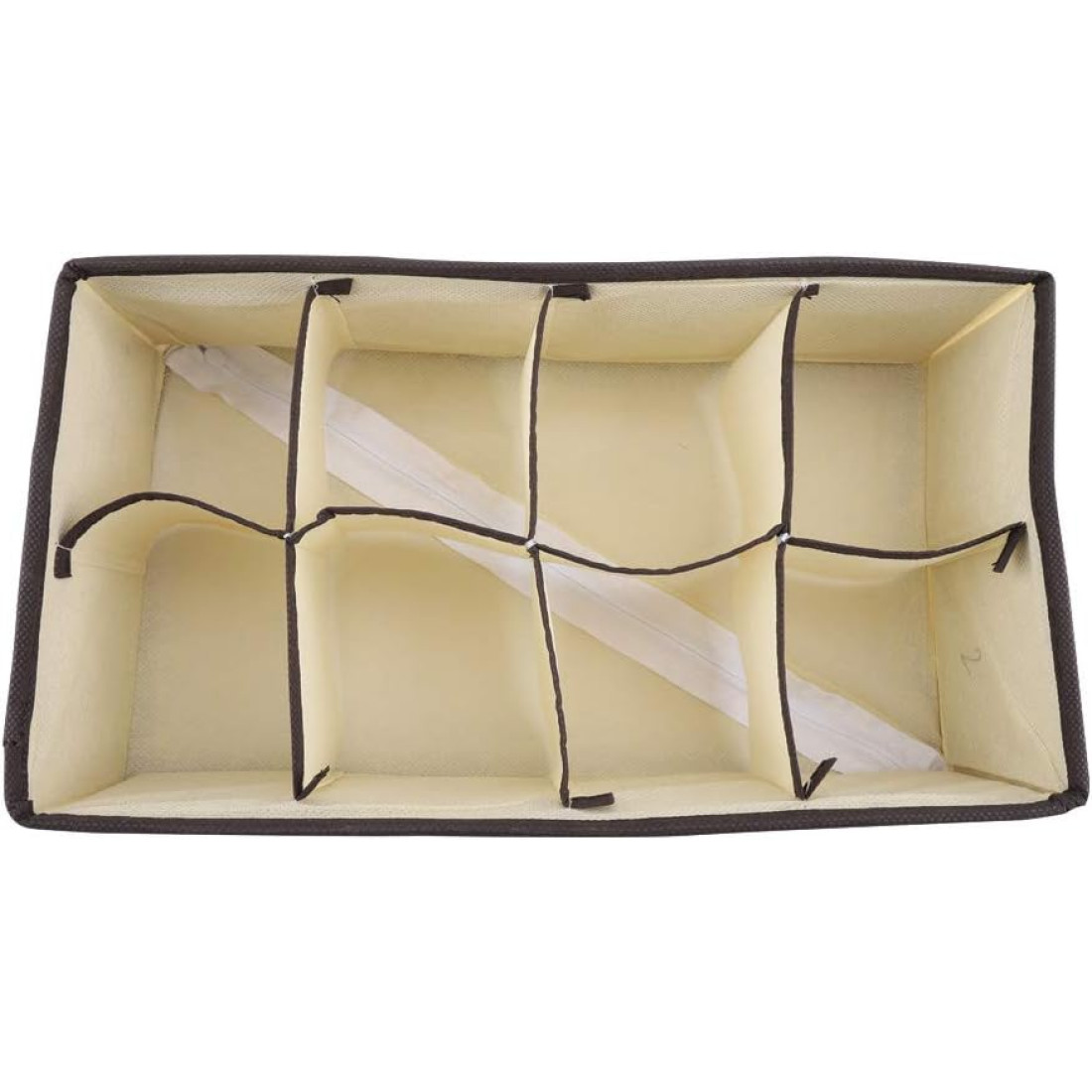 Cutie de depozitare din material textil, 8 compartimente, 32 x 15 x 10 cm, pentru lenjerie, sosete, accesorii si alte articole vestimentare, bej